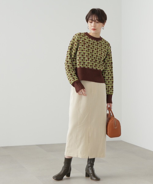 N.（N. Natural Beauty Basic）（エヌエヌナチュラルビューティーベーシック）の「【横田ひかるさん着用】◆ミックスツイードクロップドニット（Tシャツ/カットソー・レディース・ブラウン/オフホワイト/ブラック・MEDIUM）」の11枚目の写真