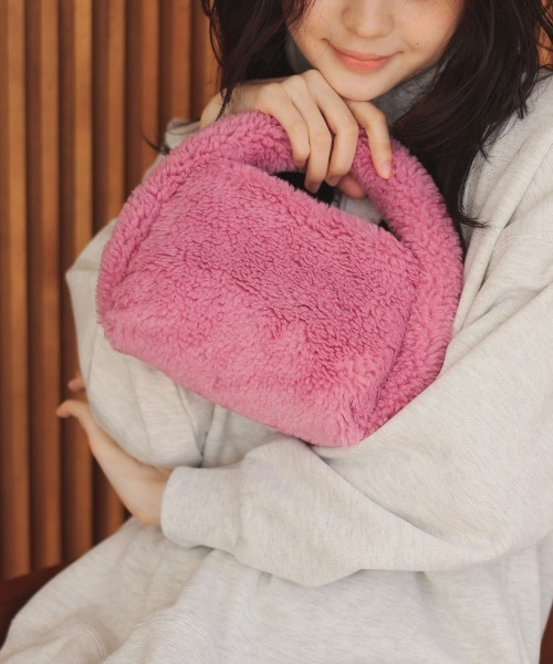 DONOBAN（ドノバン）の「ボアハンドバッグ（ハンドバッグ・レディース・ブラウン/ピンク/パープル・F）」の3枚目の写真