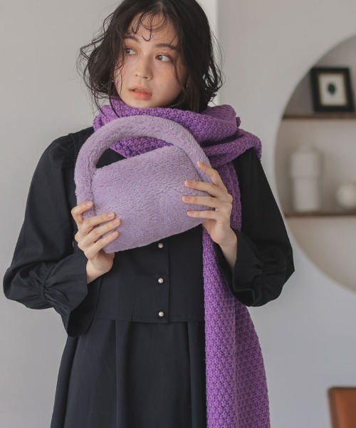 DONOBAN（ドノバン）の「ボアハンドバッグ（ハンドバッグ・レディース・ブラウン/ピンク/パープル・F）」の10枚目の写真