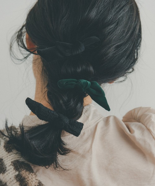 ROPE' PICNIC（ロペピクニック）の「【KIBE AKEMI×ROPE'PICNIC】Velvet&tweed tieribbonpony（ヘアゴム・レディース・ブラック系その他/ブラック/ダークグリーン・FREE）」の11枚目の写真