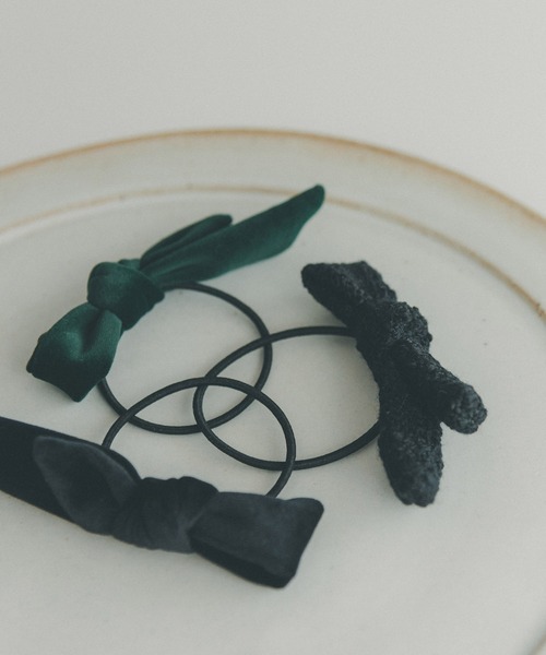 ROPE' PICNIC（ロペピクニック）の「【KIBE AKEMI×ROPE'PICNIC】Velvet&tweed tieribbonpony（ヘアゴム・レディース・ブラック系その他/ブラック/ダークグリーン・FREE）」の12枚目の写真