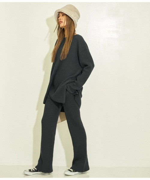 ANAP（アナップ）の「ワッフル編みニットパンツ【セットアップ着用可】（その他パンツ・レディース・アイボリー/ブラウン/ダークグレー・FREE）」の5枚目の写真