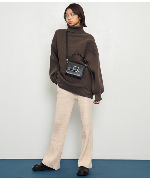 ANAP（アナップ）の「ワッフル編みニットパンツ【セットアップ着用可】（その他パンツ・レディース・アイボリー/ブラウン/ダークグレー・FREE）」の21枚目の写真