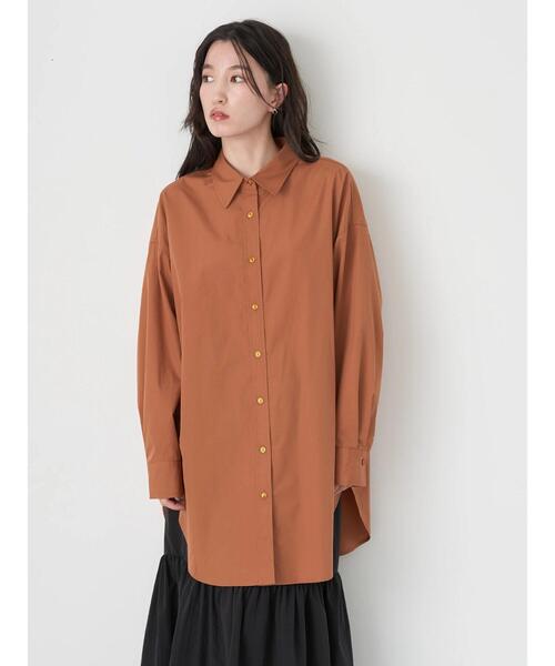 earth music&ecology（アースミュージックアンドエコロジー）の「ボーイズライクシャツ（シャツ/ブラウス・レディース・サックスブルー/オフホワイト/キャメル/ストライプ・FREE）」の8枚目の写真