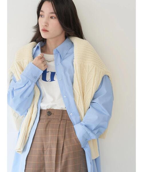 earth music&ecology（アースミュージックアンドエコロジー）の「ボーイズライクシャツ（シャツ/ブラウス・レディース・サックスブルー/オフホワイト/キャメル/ストライプ・FREE）」の9枚目の写真