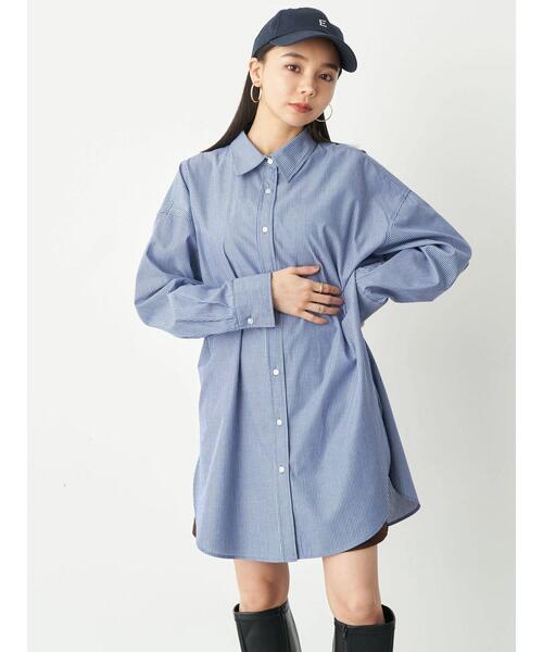 earth music&ecology（アースミュージックアンドエコロジー）の「ボーイズライクシャツ（シャツ/ブラウス・レディース・サックスブルー/オフホワイト/キャメル/ストライプ・FREE）」の10枚目の写真