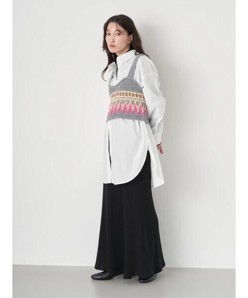 earth music&ecology（アースミュージックアンドエコロジー）の「ボーイズライクシャツ（シャツ/ブラウス・レディース・サックスブルー/オフホワイト/キャメル/ストライプ・FREE）」の15枚目の写真