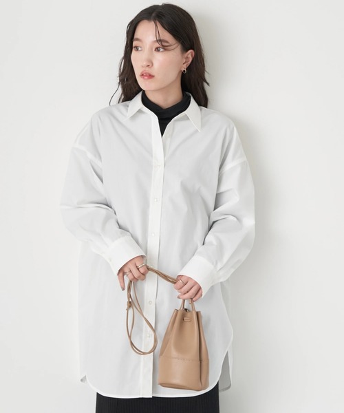 earth music&ecology（アースミュージックアンドエコロジー）の「ボーイズライクシャツ（シャツ/ブラウス・レディース・サックスブルー/オフホワイト/キャメル/ストライプ・FREE）」の2枚目の写真