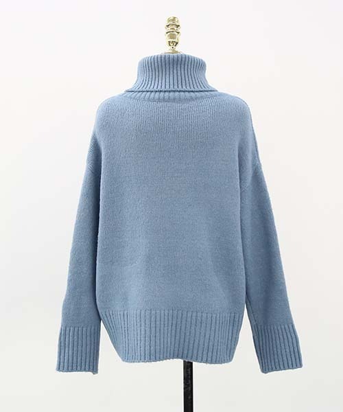 NANING9(ナンニング)の「NANING9 シンプルタートルネックニットセーター(ニット/セーター・レディース・スカイブルー/チャコールグレー・FREE)」の19枚目の写真
