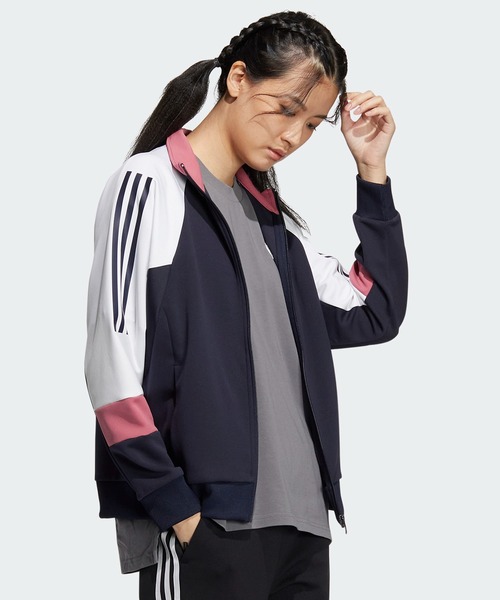 adidas（アディダス）の「ルーズフィット カラーブロック ダブルニット 