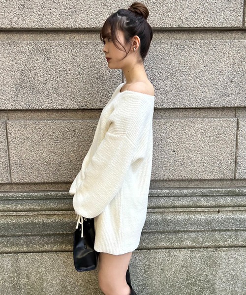 one after another NICE CLAUP（ワンアフターアナザーナイスクラップ）の「【あざとLadyミニワンピ】ニットミニワンピース（ワンピース・レディース・レッド/ピンク/アイボリー・FREE）」の9枚目の写真