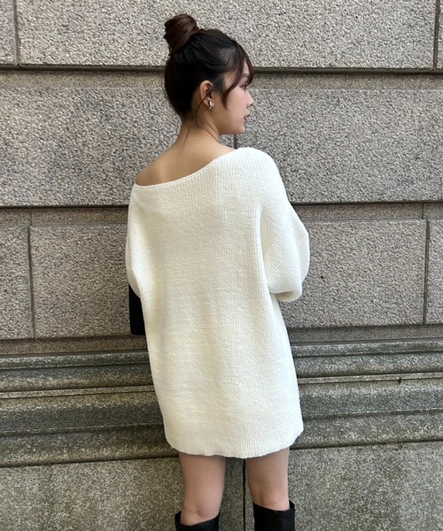 one after another NICE CLAUP（ワンアフターアナザーナイスクラップ）の「【あざとLadyミニワンピ】ニットミニワンピース（ワンピース・レディース・レッド/ピンク/アイボリー・FREE）」の10枚目の写真