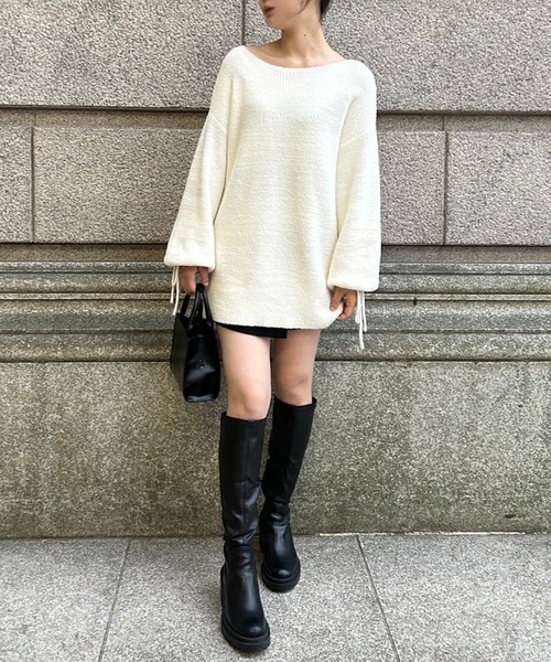 one after another NICE CLAUP（ワンアフターアナザーナイスクラップ）の「【あざとLadyミニワンピ】ニットミニワンピース（ワンピース・レディース・レッド/ピンク/アイボリー・FREE）」の7枚目の写真