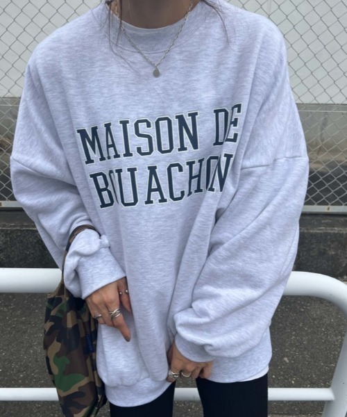 ISOOK(アイスー)の「Over logo sweat / オーバーロゴスウェット(chiica select)(スウェット・レディース・チャコールグレー/ライトグレー・FREE)」の2枚目の写真