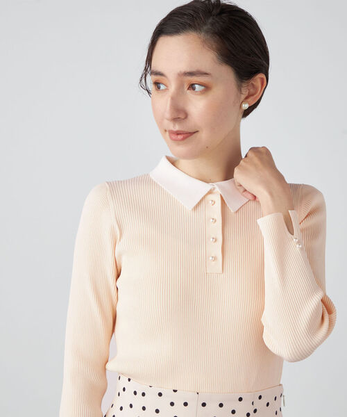 NOLLEY’S（ノーリーズ）の「《手洗い可能》リブパールポロプルオーバーニット（ニット/セーター・レディース・アイボリー/ブラック/ネイビー・38）」の12枚目の写真