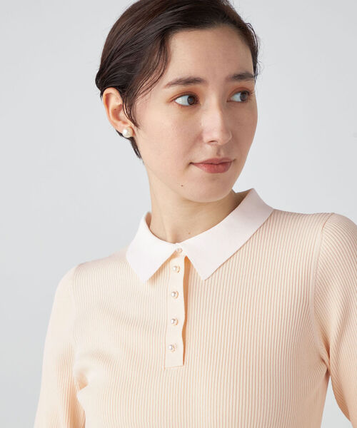 NOLLEY’S（ノーリーズ）の「《手洗い可能》リブパールポロプルオーバーニット（ニット/セーター・レディース・アイボリー/ブラック/ネイビー・38）」の13枚目の写真
