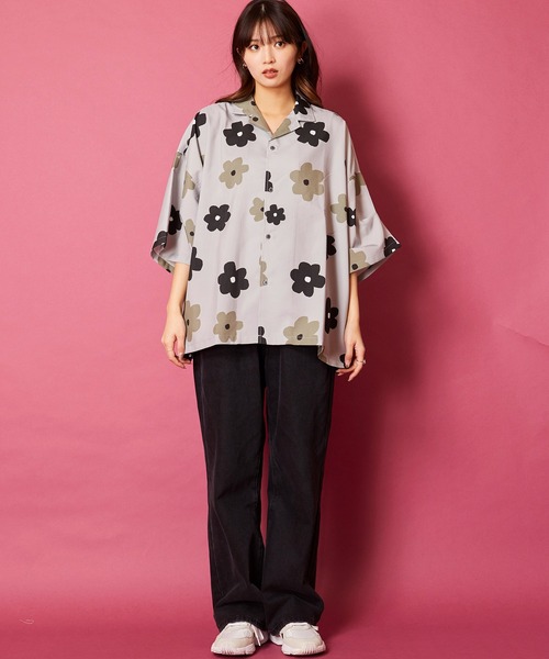 セール】ビッグシルエット総柄開襟アロハシャツ（シャツ