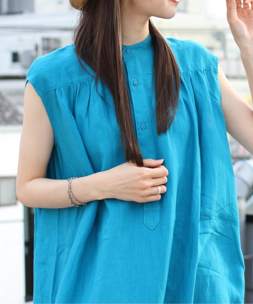ORCIVAL(オーシバル)の「ORCIVAL/オーシバル ノースリーブワンピース ロングブラウス LONG BLOUSE OR-G0056 YLF(シャツワンピース・レディース・ブルー/ターコイズブルー・1)」の6枚目の写真