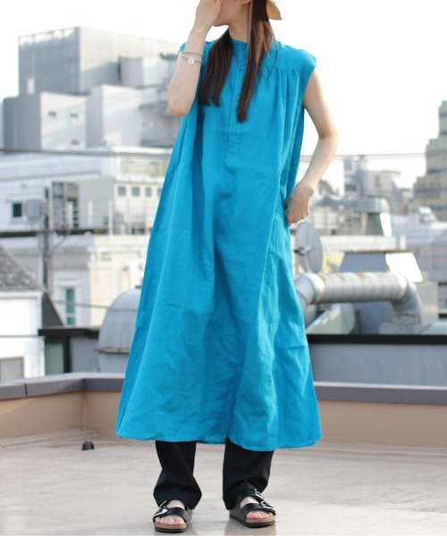 ORCIVAL(オーシバル)の「ORCIVAL/オーシバル ノースリーブワンピース ロングブラウス LONG BLOUSE OR-G0056 YLF(シャツワンピース・レディース・ブルー/ターコイズブルー・1)」の9枚目の写真