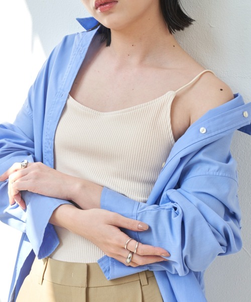 Aunt Marie's（アントマリーズ）の「カップ付きリブキャミソール（キャミソール・レディース・ブラック/チャコールグレー/ベージュ/ホワイト・FREE）」の4枚目の写真