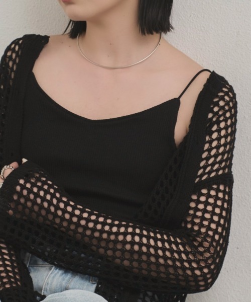 Aunt Marie's（アントマリーズ）の「カップ付きリブキャミソール（キャミソール・レディース・ブラック/チャコールグレー/ベージュ/ホワイト・FREE）」の3枚目の写真