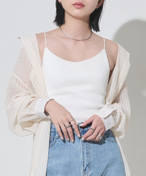 Aunt Marie's（アントマリーズ）の「カップ付きリブキャミソール（キャミソール・レディース・ブラック/チャコールグレー/ベージュ/ホワイト・FREE）」の9枚目の写真