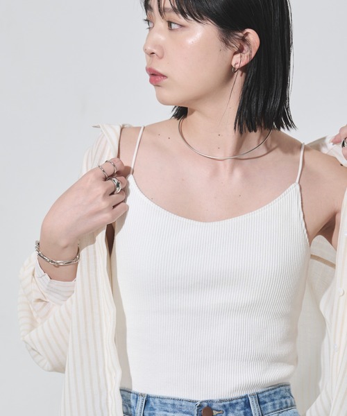 Aunt Marie's（アントマリーズ）の「カップ付きリブキャミソール（キャミソール・レディース・ブラック/チャコールグレー/ベージュ/ホワイト・FREE）」の10枚目の写真