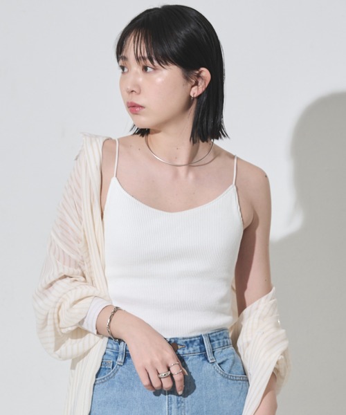 Aunt Marie's（アントマリーズ）の「カップ付きリブキャミソール（キャミソール・レディース・ブラック/チャコールグレー/ベージュ/ホワイト・FREE）」の8枚目の写真