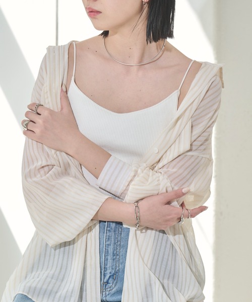 Aunt Marie's（アントマリーズ）の「カップ付きリブキャミソール（キャミソール・レディース・ブラック/チャコールグレー/ベージュ/ホワイト・FREE）」の5枚目の写真