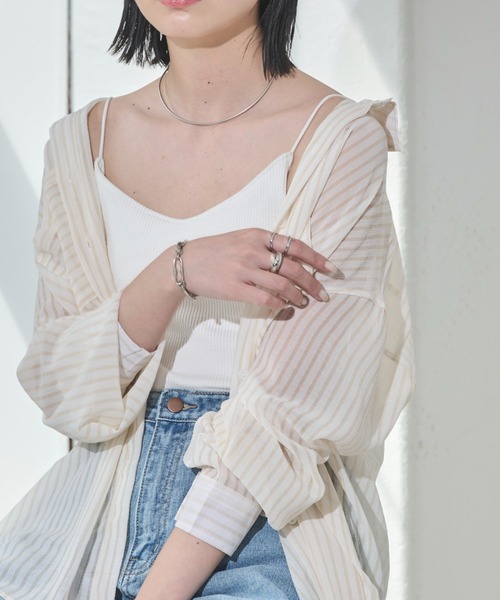 Aunt Marie's（アントマリーズ）の「カップ付きリブキャミソール（キャミソール・レディース・ブラック/チャコールグレー/ベージュ/ホワイト・FREE）」の6枚目の写真