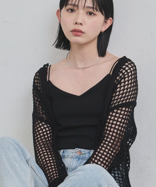 Aunt Marie's（アントマリーズ）の「カップ付きリブキャミソール（キャミソール・レディース・ブラック/チャコールグレー/ベージュ/ホワイト・FREE）」の16枚目の写真