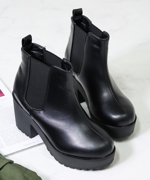 フランシュリッペ♡ショートブーツ セール】 ビジューハート付ダブルリボン厚底ショートブーツ