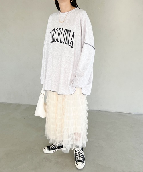 MYMOOD.（マイムード）の「フリルチュール ボリュームロングスカート（スカート・レディース・アイボリー/ブラック/グレー・FREE）」の18枚目の写真