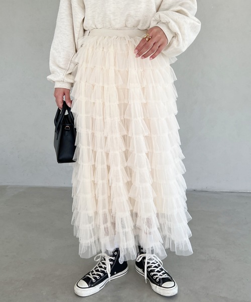 【美品】MIUMIU プリーツ フリル スカート 変形 ロング ドレス タグ付 美品】MIUMIU プリーツ フリル スカート 変形 ロング ドレス タグ付