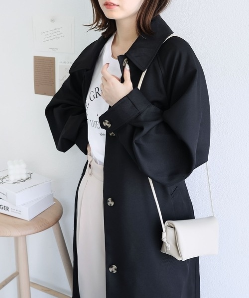 andme（アンドミー）の「2wayボリューム袖トレンチコート（トレンチコート・レディース・サンドベージュ/ライトカーキ/ブラック/アイボリー・M）」の3枚目の写真