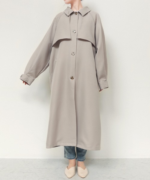 andme（アンドミー）の「2wayボリューム袖トレンチコート（トレンチコート・レディース・サンドベージュ/ライトカーキ/ブラック/アイボリー・M）」の5枚目の写真