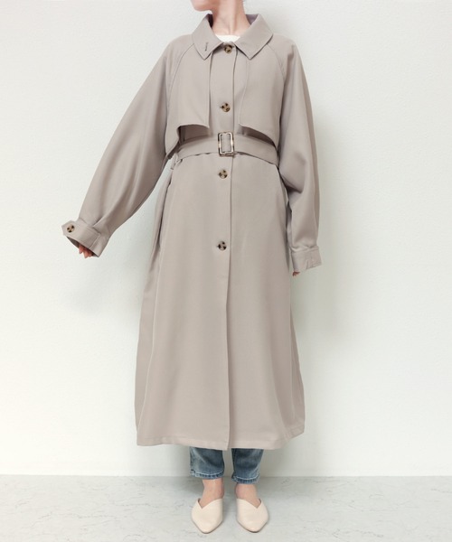 andme（アンドミー）の「2wayボリューム袖トレンチコート（トレンチコート・レディース・サンドベージュ/ライトカーキ/ブラック/アイボリー・M）」の8枚目の写真