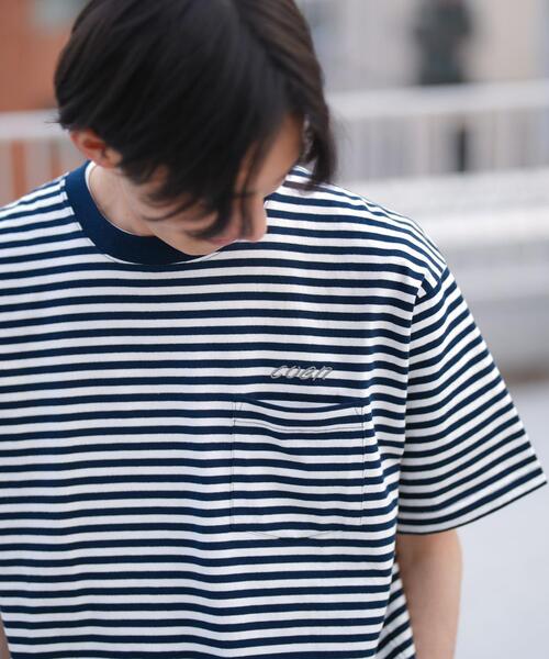 coen(コーエン)の「コーエンロゴ刺繍ボーダーTシャツ(Tシャツ/カットソー・メンズ・ライム/ブラック/オレンジ/ネイビー・L/S/XL/M)」の15枚目の写真