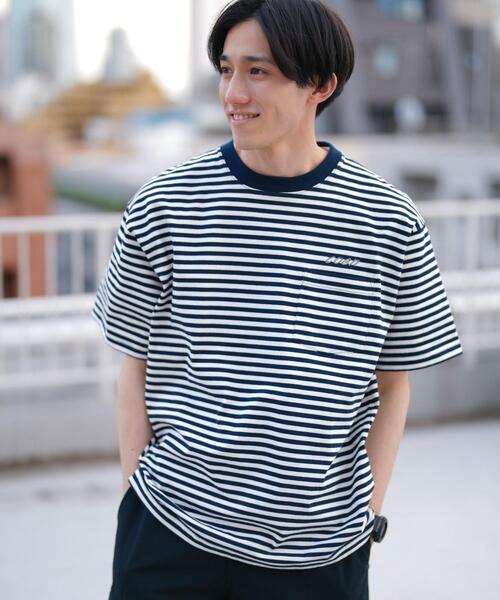 coen(コーエン)の「コーエンロゴ刺繍ボーダーTシャツ(Tシャツ/カットソー・メンズ・ライム/ブラック/オレンジ/ネイビー・L/S/XL/M)」の14枚目の写真