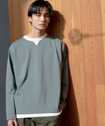 THE SHOP TK  | 【1枚でサマになる大人気シリーズ】ポンチキーネックロングTシャツ(Tシャツ/カットソー)