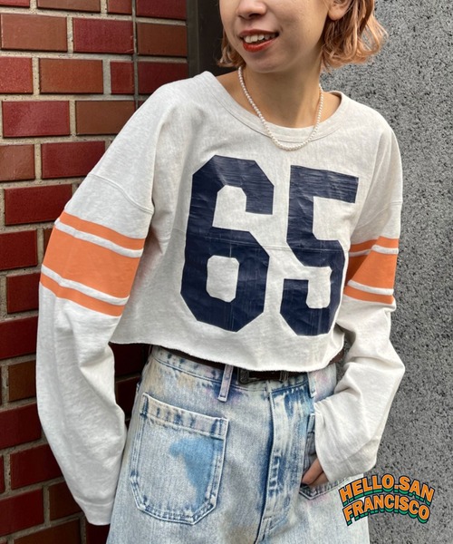 tシャツ 「HELLO.SANFRANCISCO」ピグメントロゴフットボールTEE レディース セール】【HELLO.SANFRANCISCO】ピグメントロゴフットボールTEE