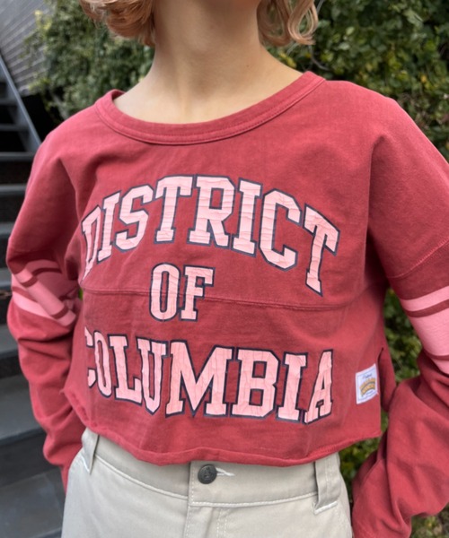 HELLO.SANFRANCISCO(ハローサンフランシスコ)の「【HELLO.SANFRANCISCO/ハローサンフランシスコ】ピグメントクロップドフットボールTEE(Tシャツ/カットソー・レディース・ホワイト/チャコールグレー/レッド・FREE)」の19枚目の写真