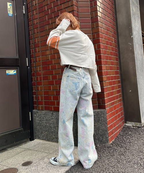 HELLO.SANFRANCISCO(ハローサンフランシスコ)の「【HELLO.SANFRANCISCO/ハローサンフランシスコ】ピグメントクロップドフットボールTEE(Tシャツ/カットソー・レディース・ホワイト/チャコールグレー/レッド・FREE)」の8枚目の写真