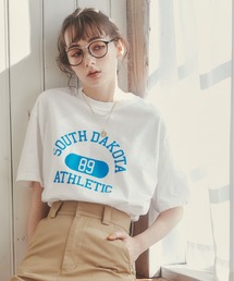 ANGIE（アンジー）の「【Comfort Colors】カレッジロゴオーバーサイズTシャツ（Tシャツ/カットソー）」