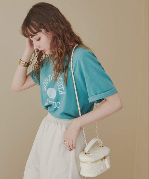 ANGIE（アンジー）の「【Comfort Colors】カレッジロゴオーバー