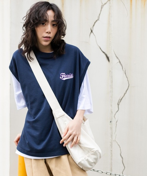 WEGO(ウィゴー)の「WEGO/アンサンブルスウェットベスト半袖T(アンサンブル・メンズ・ブラック/マスタード/ネイビー/ダークグリーン・MEDIUM/LARGE)」の3枚目の写真