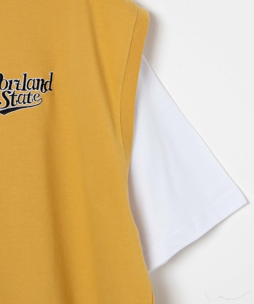 WEGO(ウィゴー)の「WEGO/アンサンブルスウェットベスト半袖T(アンサンブル・メンズ・ブラック/マスタード/ネイビー/ダークグリーン・MEDIUM/LARGE)」の14枚目の写真