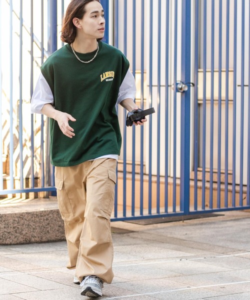 WEGO(ウィゴー)の「WEGO/アンサンブルスウェットベスト半袖T(アンサンブル・メンズ・ブラック/マスタード/ネイビー/ダークグリーン・MEDIUM/LARGE)」の18枚目の写真