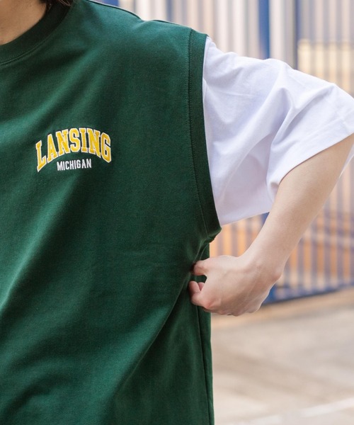 WEGO(ウィゴー)の「WEGO/アンサンブルスウェットベスト半袖T(アンサンブル・メンズ・ブラック/マスタード/ネイビー/ダークグリーン・MEDIUM/LARGE)」の22枚目の写真