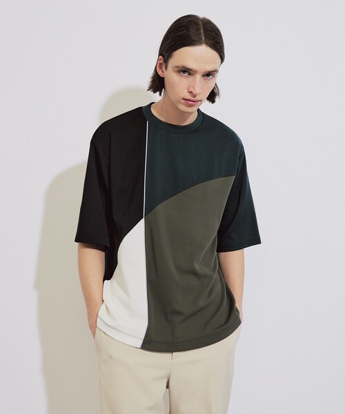 tk.TAKEO KIKUCHI（ティーケータケオキクチ）の「◆カーブスイッチ半袖カットソー（Tシャツ/カットソー・メンズ・ダークグリーン系4/ホワイト系5/ベージュ系4・01/02/03）」の3枚目の写真